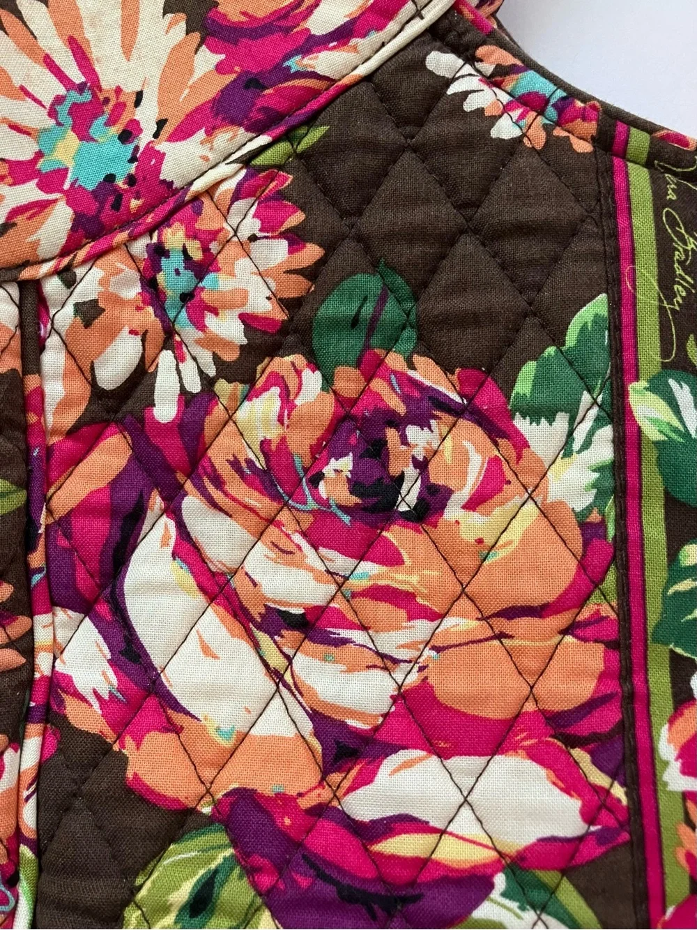 Vera Bradley English Rose Large Quilted Satchel Top Handle Two Way Tote w/Strap